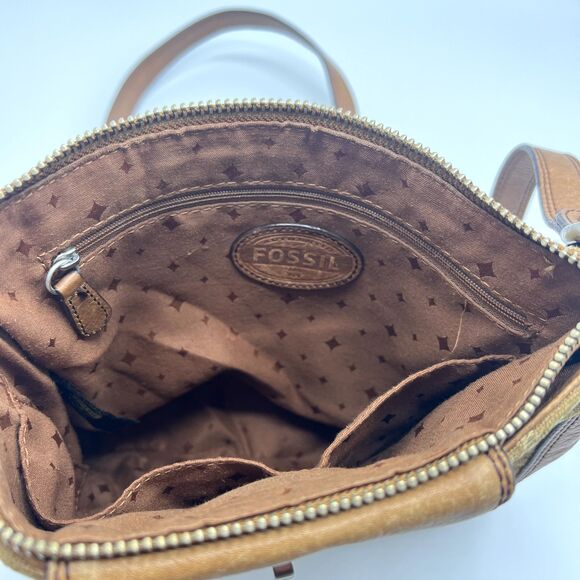 Fossil Crossbody Marlow Signature Shoulder Bag Brown/Tan Fabric Leather ZB5347 - Picture 8 of 10